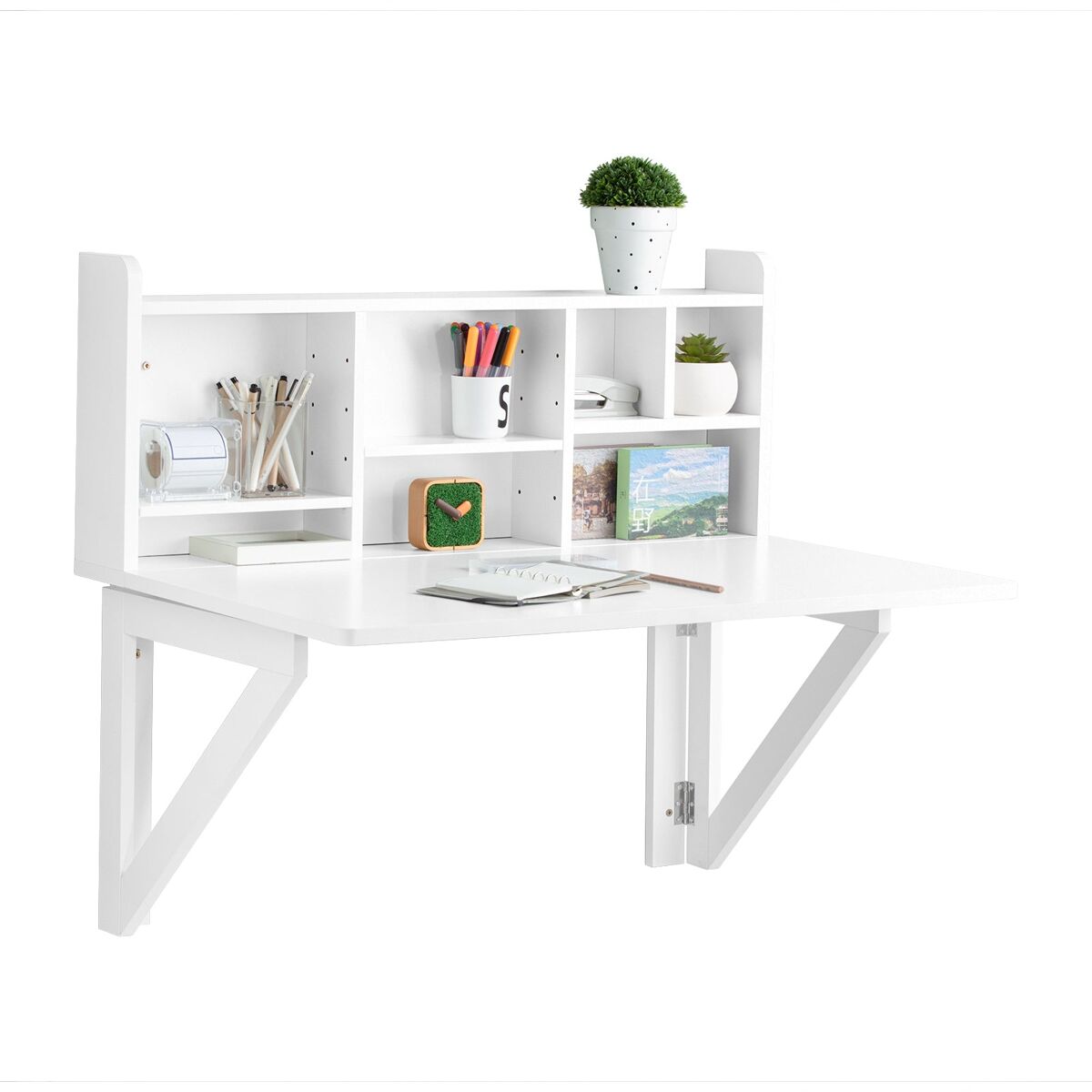 Mesa de pared Con estante integrado SoBuy FWT07-II-W