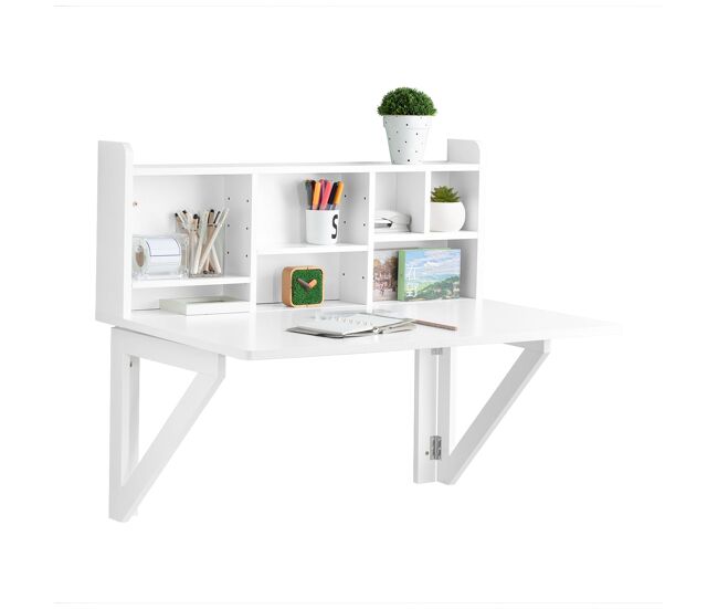 Mesa de pared con estante integrado sobuy fwt07-ii-w