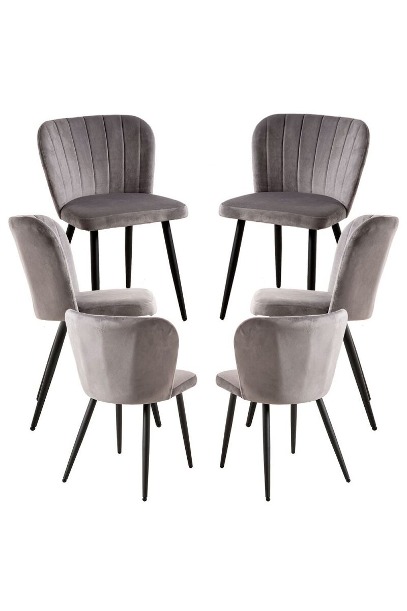 Pack 6 sillas luk terciopelo - gris oscuro