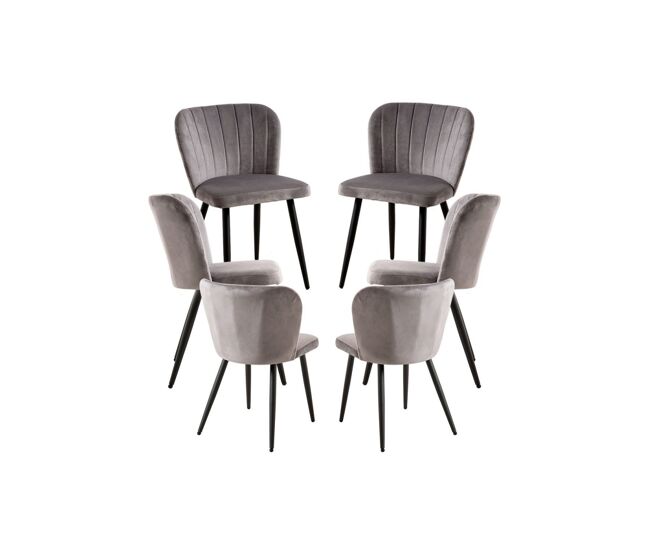 Pack 6 sillas luk terciopelo - gris oscuro