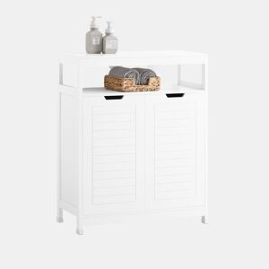 SoBuy BZR121-W Roupeiro de casa de banho com 1 prateleira aberta e 2 portas