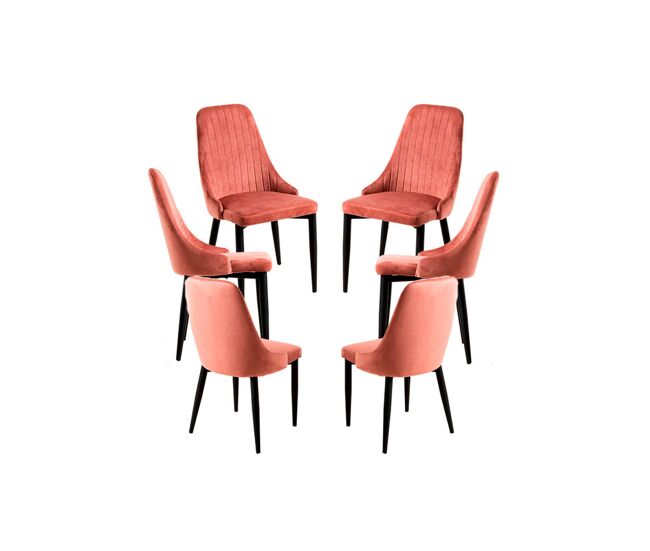 Pack 6 sillas kan terciopelo - rosa