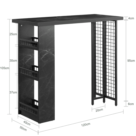 SoBuy Mesa alta de bar com 3 prateleiras FWT100-SCH