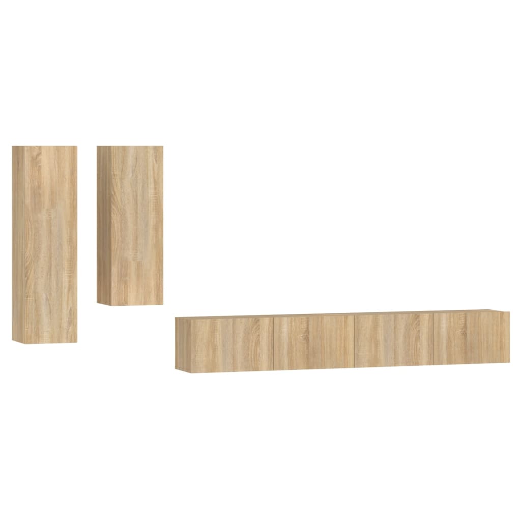 Set de muebles para tv 4 piezas madera contrachapada roble sonoma