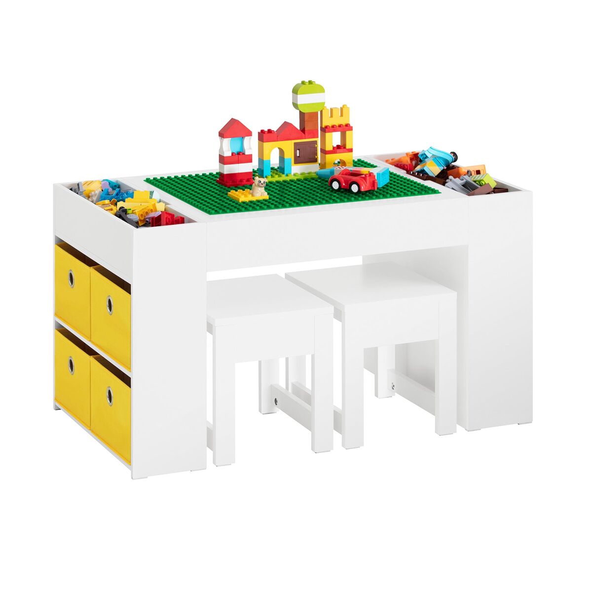 Juego de Mesa Infantil y 2 Sillas Mesa con 8 Cestas SoBuy KMB75-W