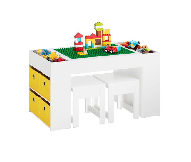 Juego de mesa infantil y 2 sillas mesa con 8 cestas sobuy kmb75-w