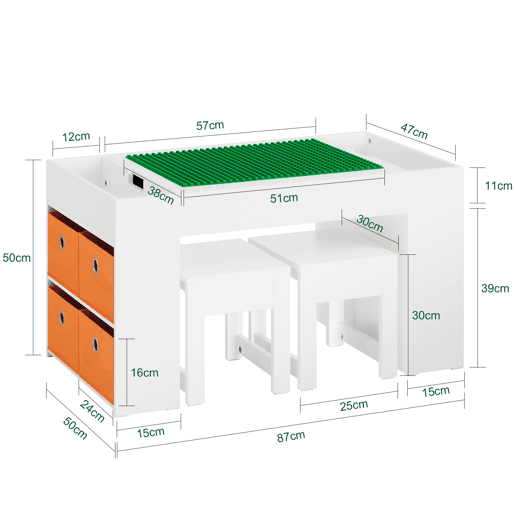 Conjunto de Mesa Infantil e 2 Cadeiras de Mesa SoBuy KMB75-W