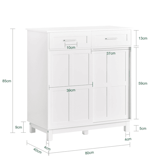 Aparador de hall com 2 gavetas e 2 portas SoBuy FSB84-W