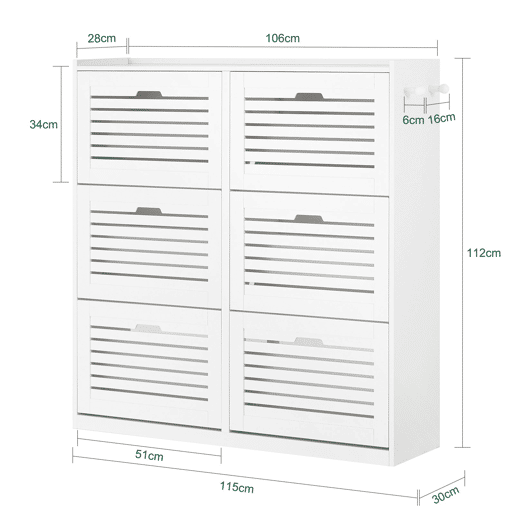 Sapateira com 6 abas e 2 ganchos SoBuy FSR145-W