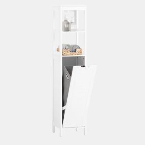 SoBuy BZR123-W Móvel de casa de banho alto com 1 cesto para roupa suja e 2 prateleiras
