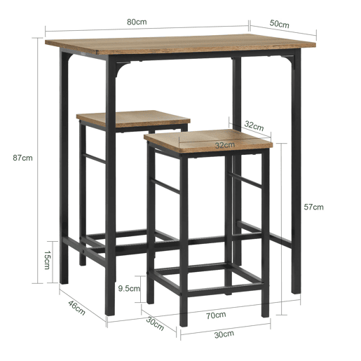 Conjunto de mesa alta com 2 bancos SoBuy OGT10-PF