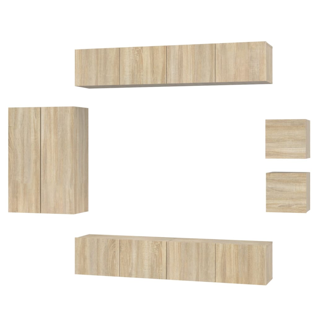 set de muebles para tv 8 piezas madera contrachapada roble sonoma