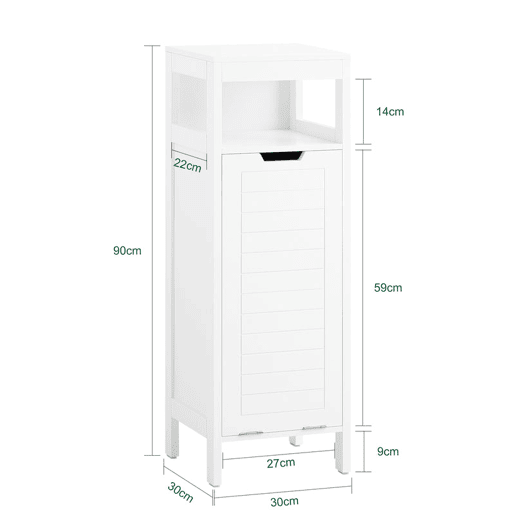 SoBuy Cesto para roupa suja com 1 cesto e 1 prateleira aberta, BZR122-W