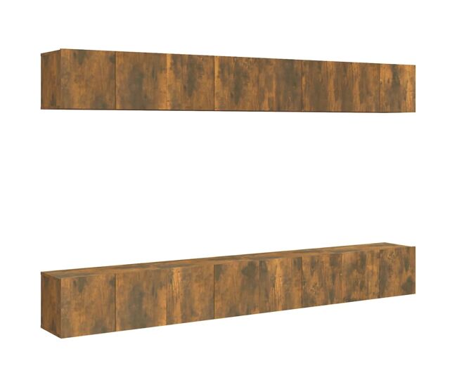 Muebles de tv 8 piezas madera color roble ahumado 60x30x30 cm