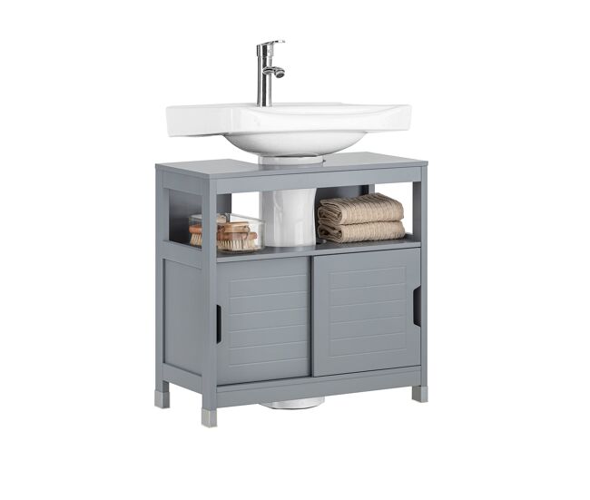 Sobuy frg128-ii-sg mueble para debajo del lavabo 1 estante y 2 puertas correderas