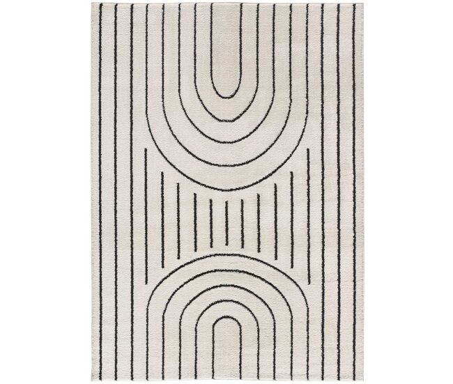 Atticgo alfombra geométrica con relieve blanche en color blanco, 80 x 150 cm