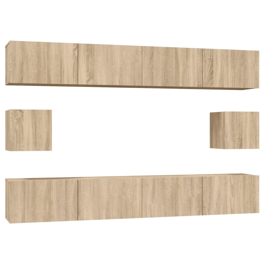 Set de muebles para tv 6 piezas madera contrachapada roble sonoma