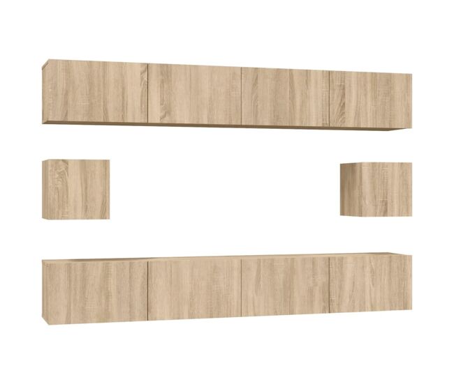 Set de muebles para tv 6 piezas madera contrachapada roble sonoma