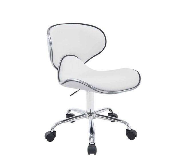 Taburete Con Ruedas Las Vegas V2 Simil cuero Blanco 50X47X71 cm