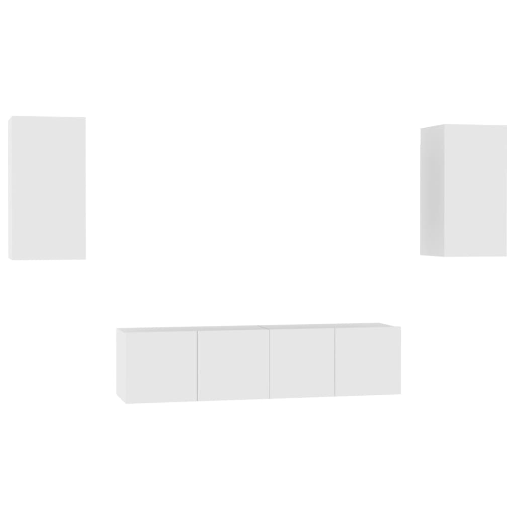 juego de mueble para tv de 4 piezas madera contrachapada blanco