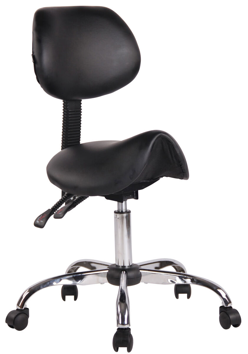 Taburete con ruedas stuttgart simil cuero negro 58x58x88 cm