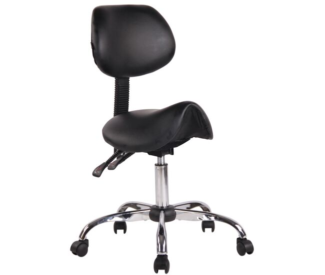 Taburete con ruedas stuttgart simil cuero negro 58x58x88 cm