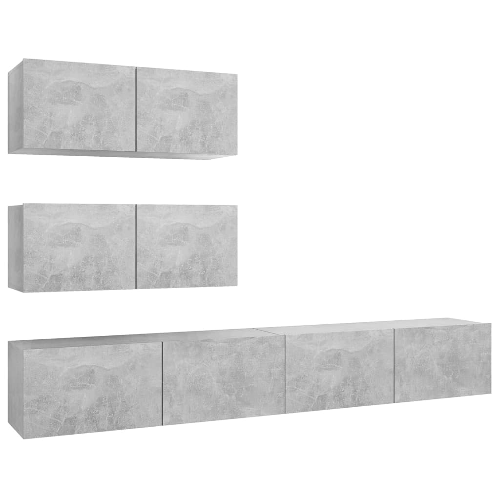 juego de mueble para tv de 4 piezas aglomerado gris hormigon
