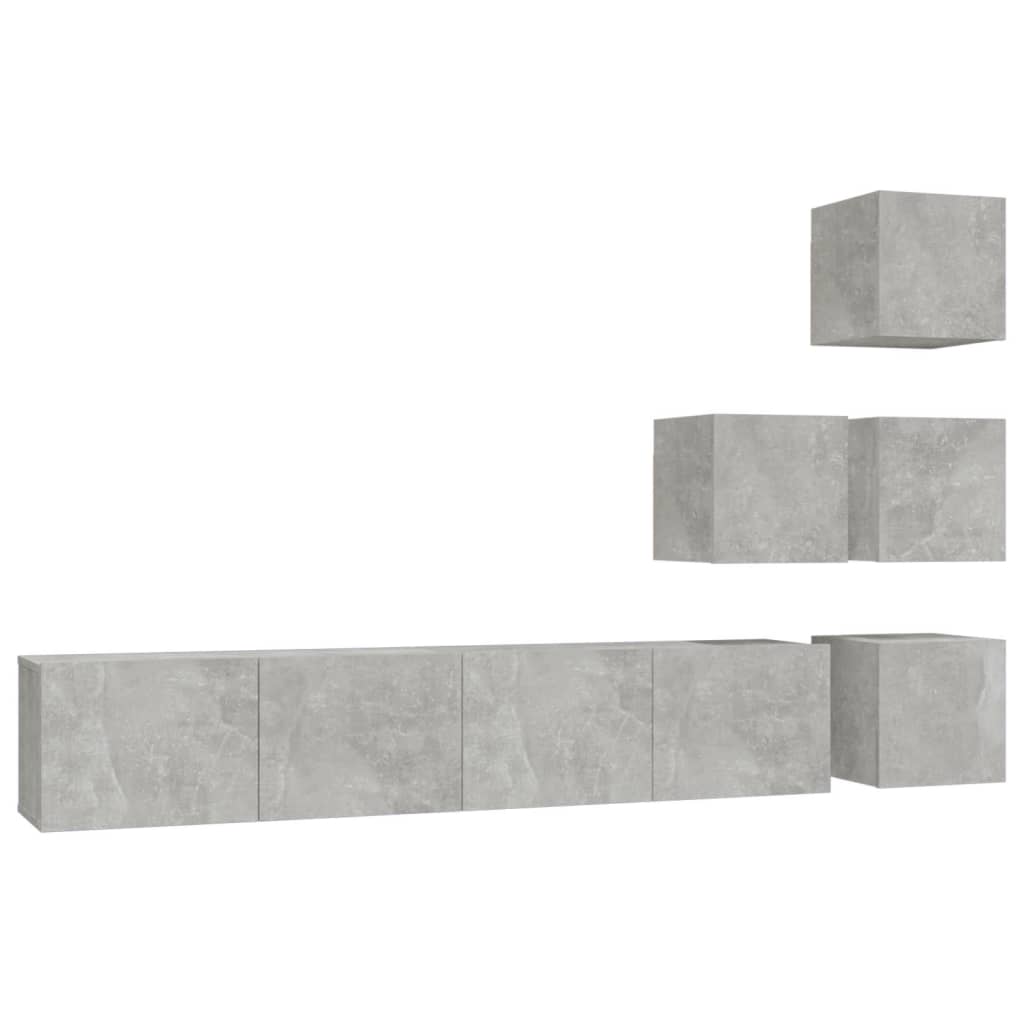 mueble de pared de tv madera contrachapada gris hormigon
