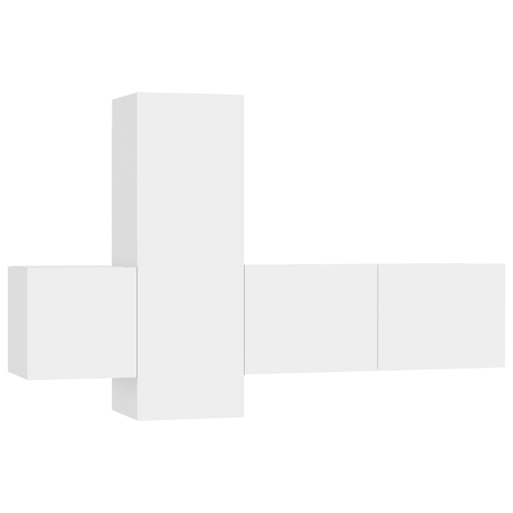 Set de muebles de salón tv 3 piezas madera de ingeniería blanco