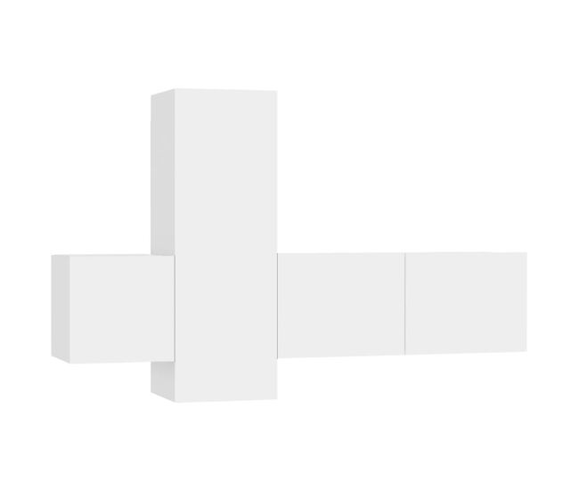 Set de muebles de salón tv 3 piezas madera de ingeniería blanco