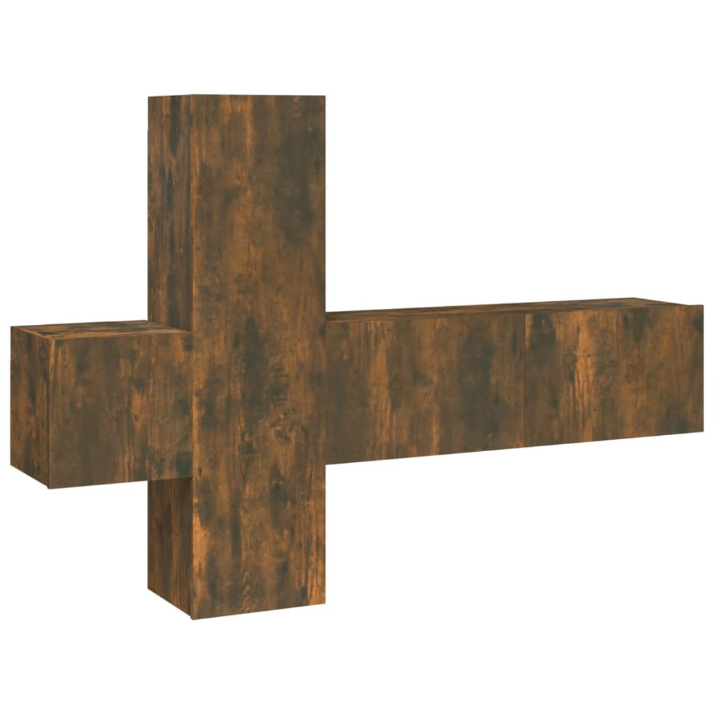 Set de muebles de tv 3 piezas madera contrachapada roble ahumado