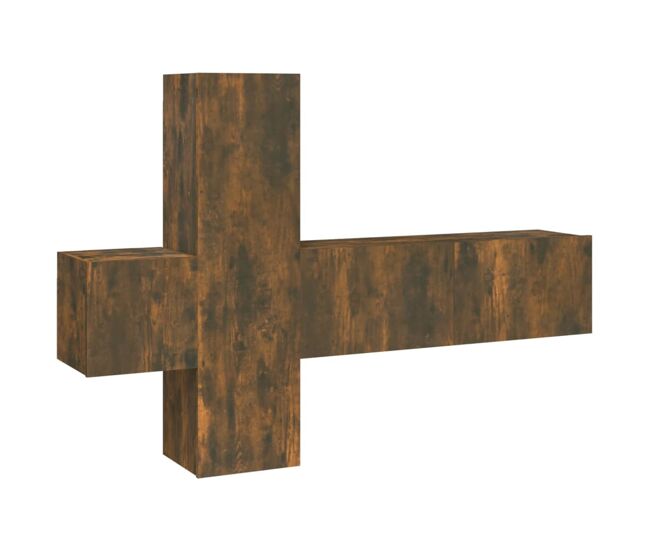 Set de muebles de tv 3 piezas madera contrachapada roble ahumado