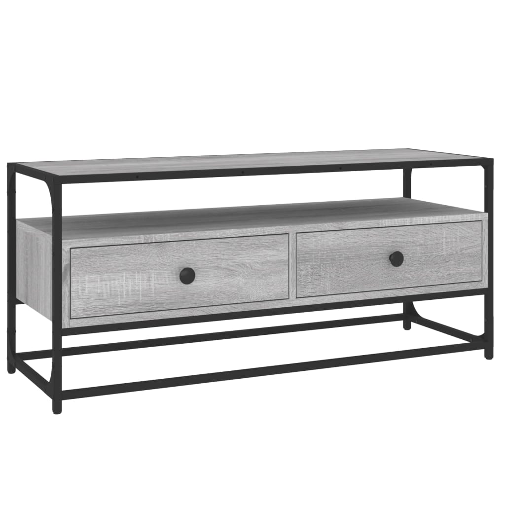 mueble de tv madera contrachapada gris sonoma 100x35x45 cm
