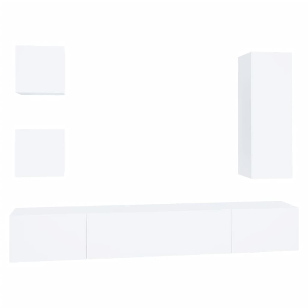 set de muebles para tv 5 piezas madera contrachapada blanco