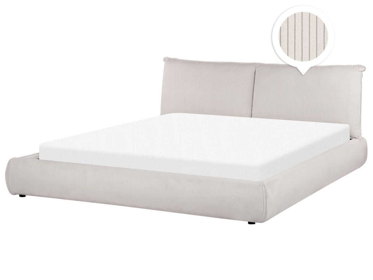 Beliani Cama de agua Pana VINAY 196x233 Beige