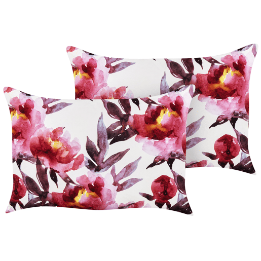Conjunto de 2 almofadas de jardim LANROSSO Padrão floral 40 x 60 cm Rosa