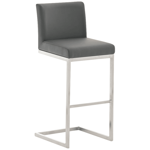 Taburete de bar Paros con tapizado de cuero sintético Simil cuero Gris 48X42X104 cm