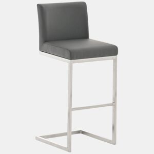 Taburete de bar Paros con tapizado de cuero sintético Simil cuero Gris 48X42X104 cm
