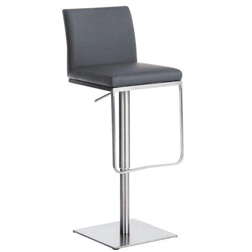 Taburete de bar Panamá con revestimiento de polipiel Simil cuero Gris 44X42X86 cm