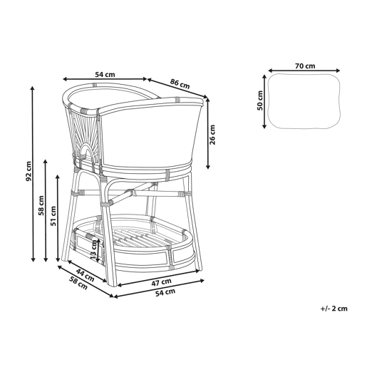 Berço Rattan LAGRASSE 50 x 70 cm Natural