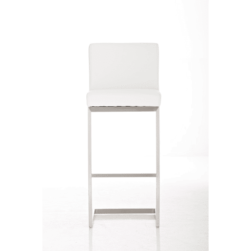 Taburete de bar Paros con tapizado de cuero sintético Simil cuero Blanco 48X42X104 cm