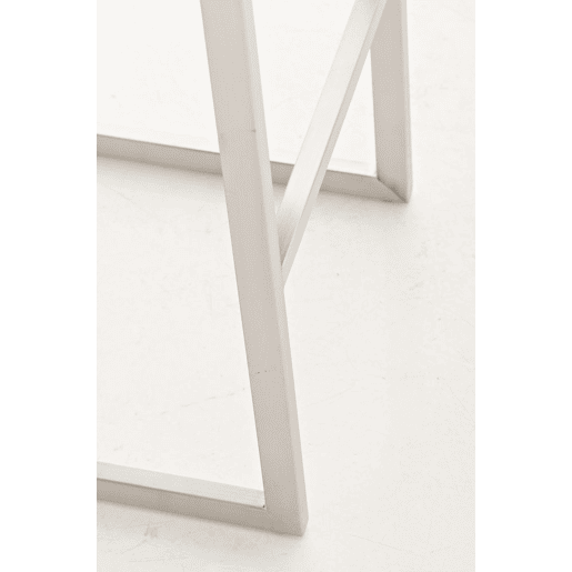 Taburete de bar Paros con tapizado de cuero sintético Simil cuero Blanco 48X42X104 cm
