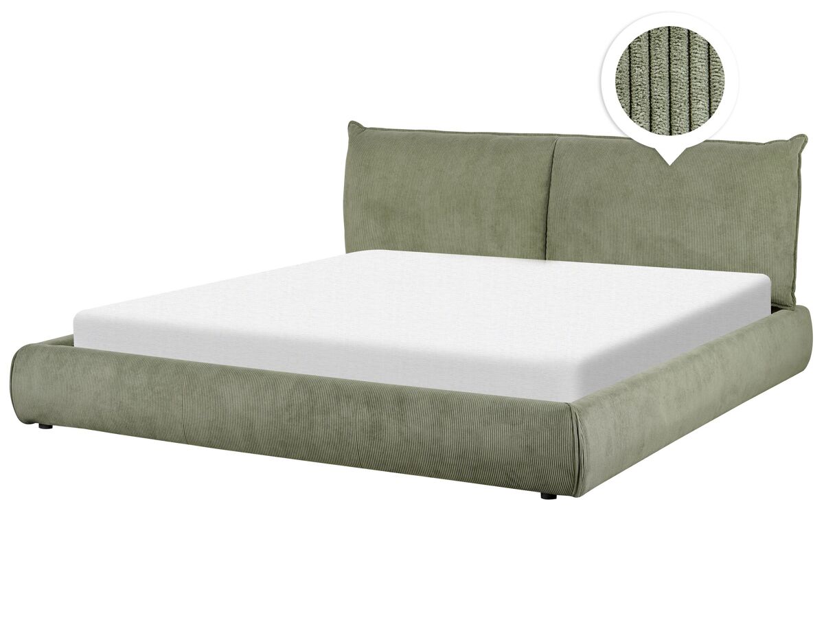 Beliani Cama de agua Pana VINAY 196x233 Verde