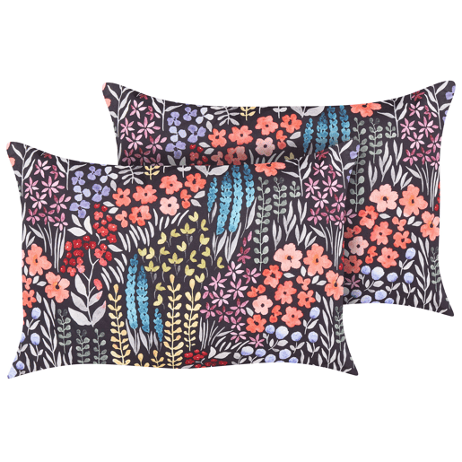 Conjunto de 2 almofadas de jardim CASTELARO Padrão floral 40 x 60 cm Multicolor