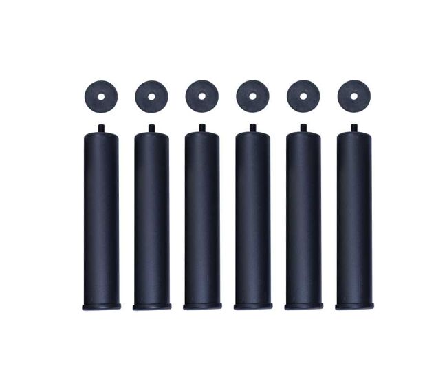 Pack de 6 patas de hierro 26 cm redondas para bases de somier de cama