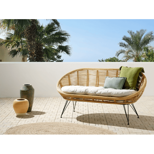 Sofá de jardim 2 lugares MARATEA Rattan Natural