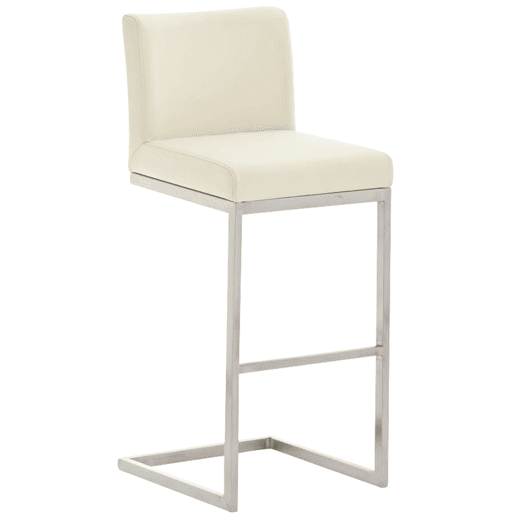 Taburete de bar Paros con tapizado de cuero sintético Simil cuero Crema 48X42X104 cm