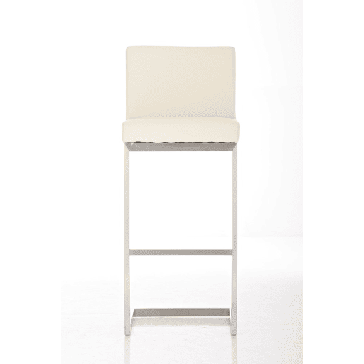 Taburete de bar Paros con tapizado de cuero sintético Simil cuero Crema 48X42X104 cm