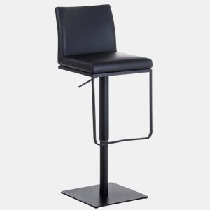 Taburete de bar Panamá con revestimiento de polipiel Simil cuero Negro 44X42X86 cm