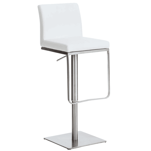 Taburete de bar Panamá con revestimiento de polipiel Simil cuero Blanco 44X42X86 cm
